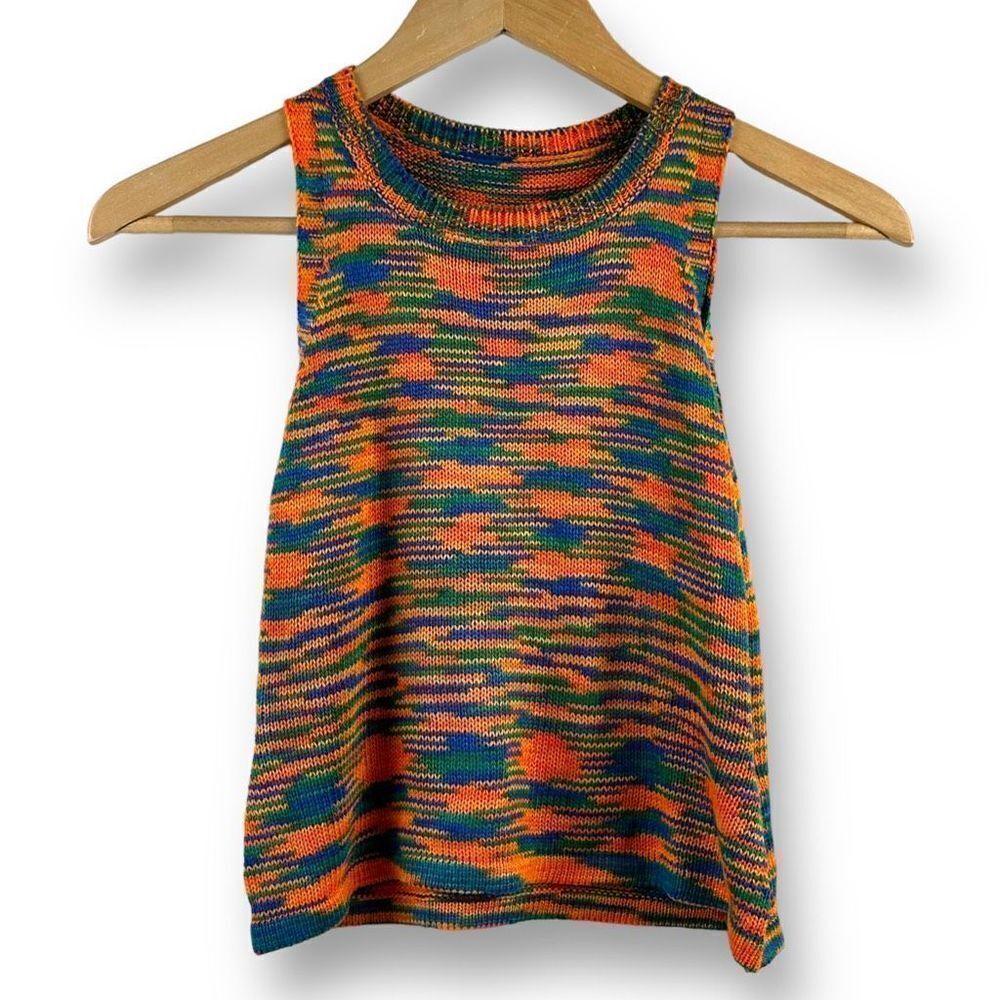 Amazon multi-color knit high neck crop sweater size M‎